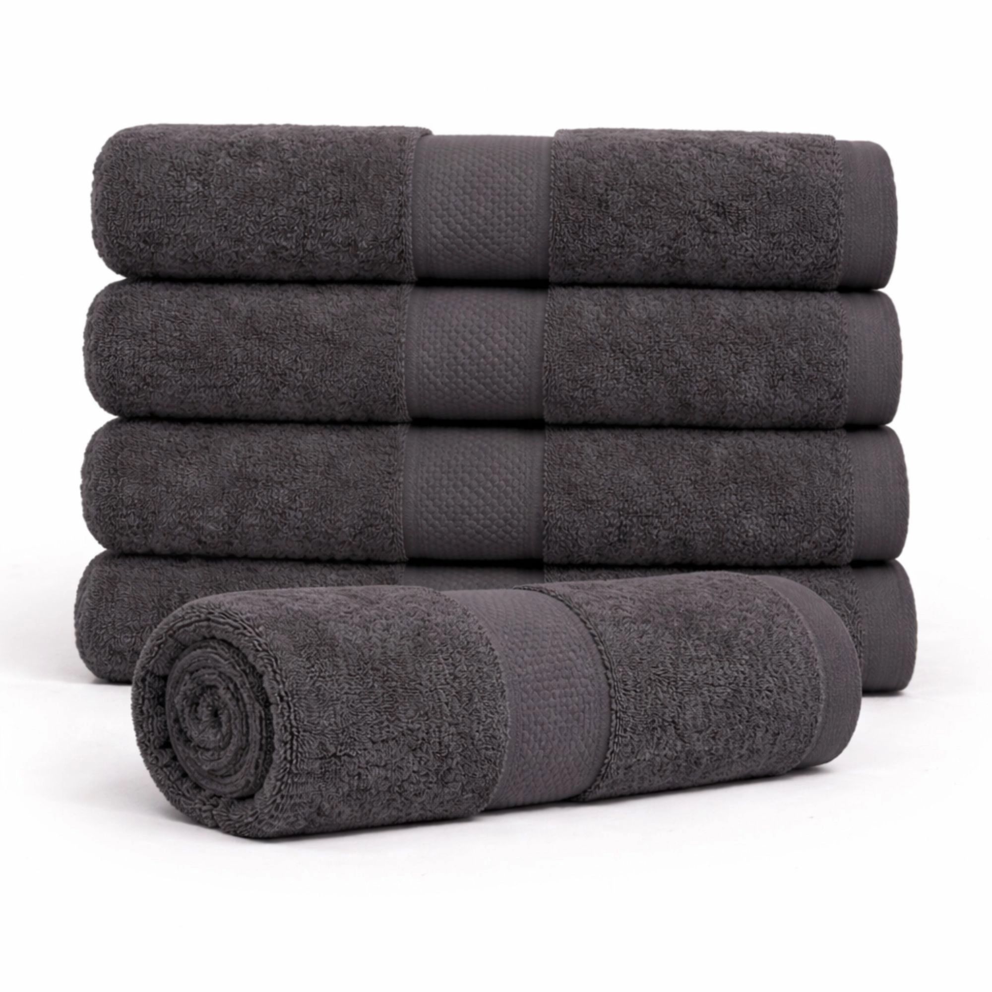 Bomulds håndklæde - 100% bomuld - Badehåndklæde 70x140 cm - Diamant - Antracit grå