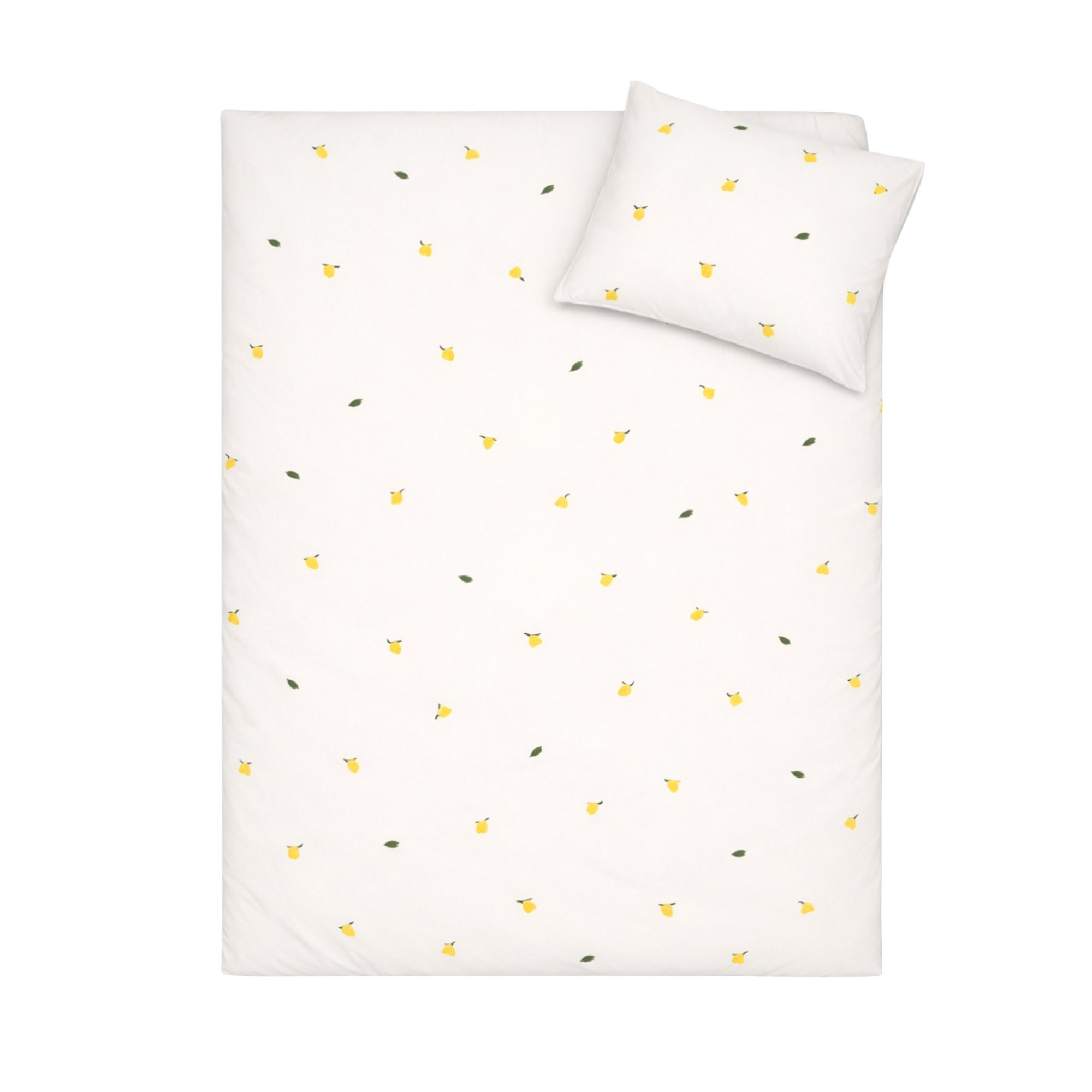 Citron sengetøj - 100% bomuld - Babysengetøj 70x100 cm - Sandfarvet med citroner