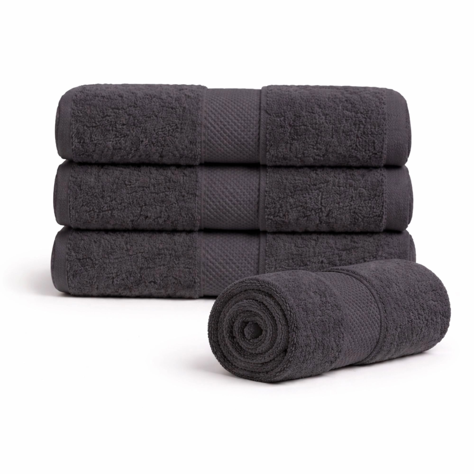 Bomulds håndklæde - 100% bomuld - 50x100 cm - Diamant - Antracit grå