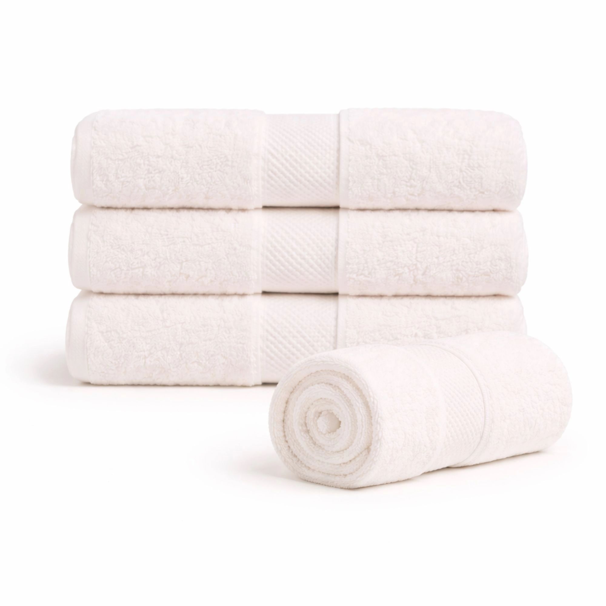 Bomulds håndklæde - 100% bomuld - 50x100 cm - Diamant - Creme