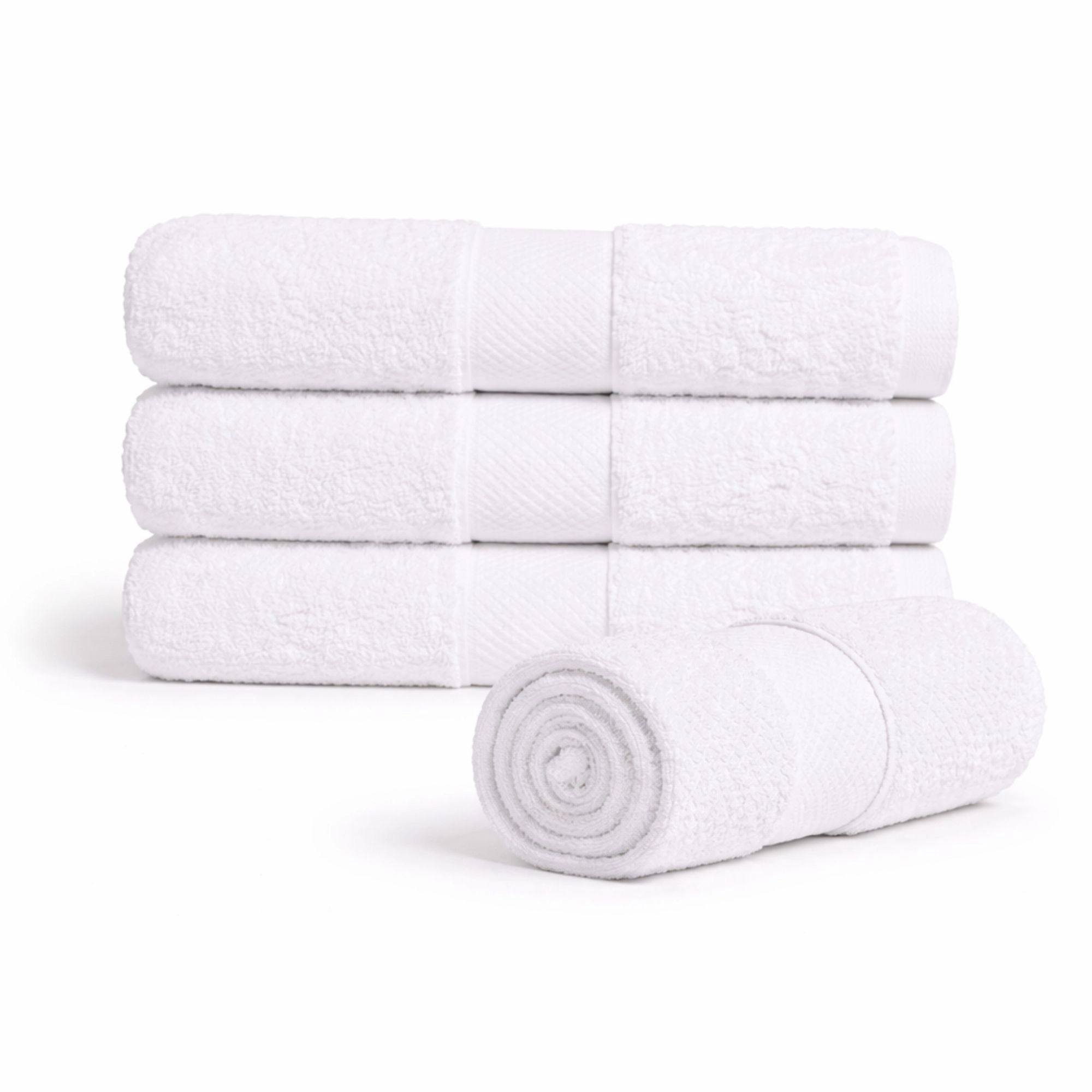 Bomulds håndklæde - 100% bomuld - 50x100 cm - Diamant - Hvid