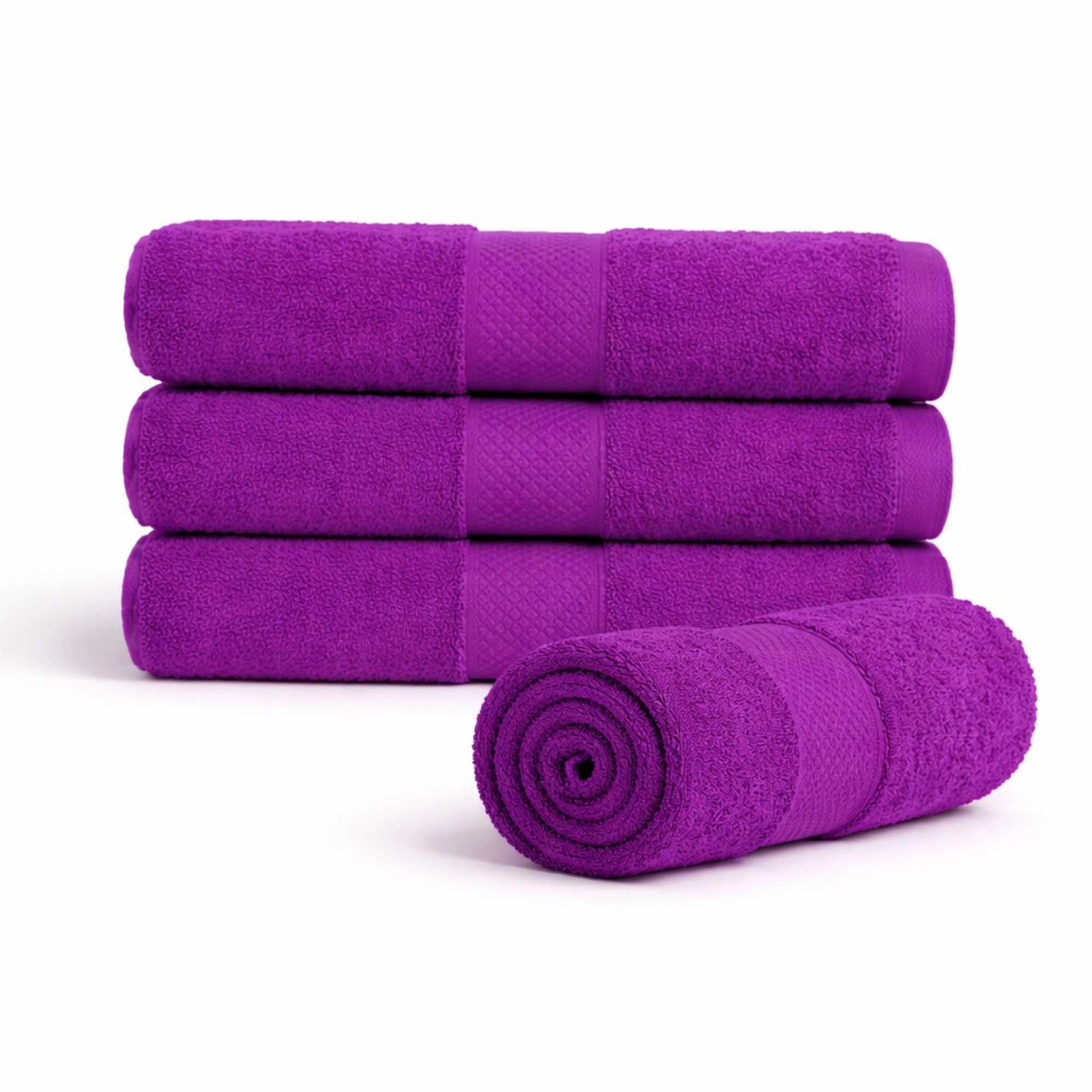 Bomulds håndklæde - 100% bomuld - 50x100 cm - Diamant - Lilla