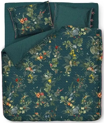 Billede af Sengetøj dobbeltdyne 200x200 cm - Leaf dark blue - Vendbar dynebetræk - 100% bomuld - Pip Studio sengetøj