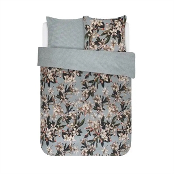9: Blomstret sengetøj 200x200 cm - Lily Green - Grønt sengetøj - 2 i 1 design - 100% bomuldssatin - Essenza