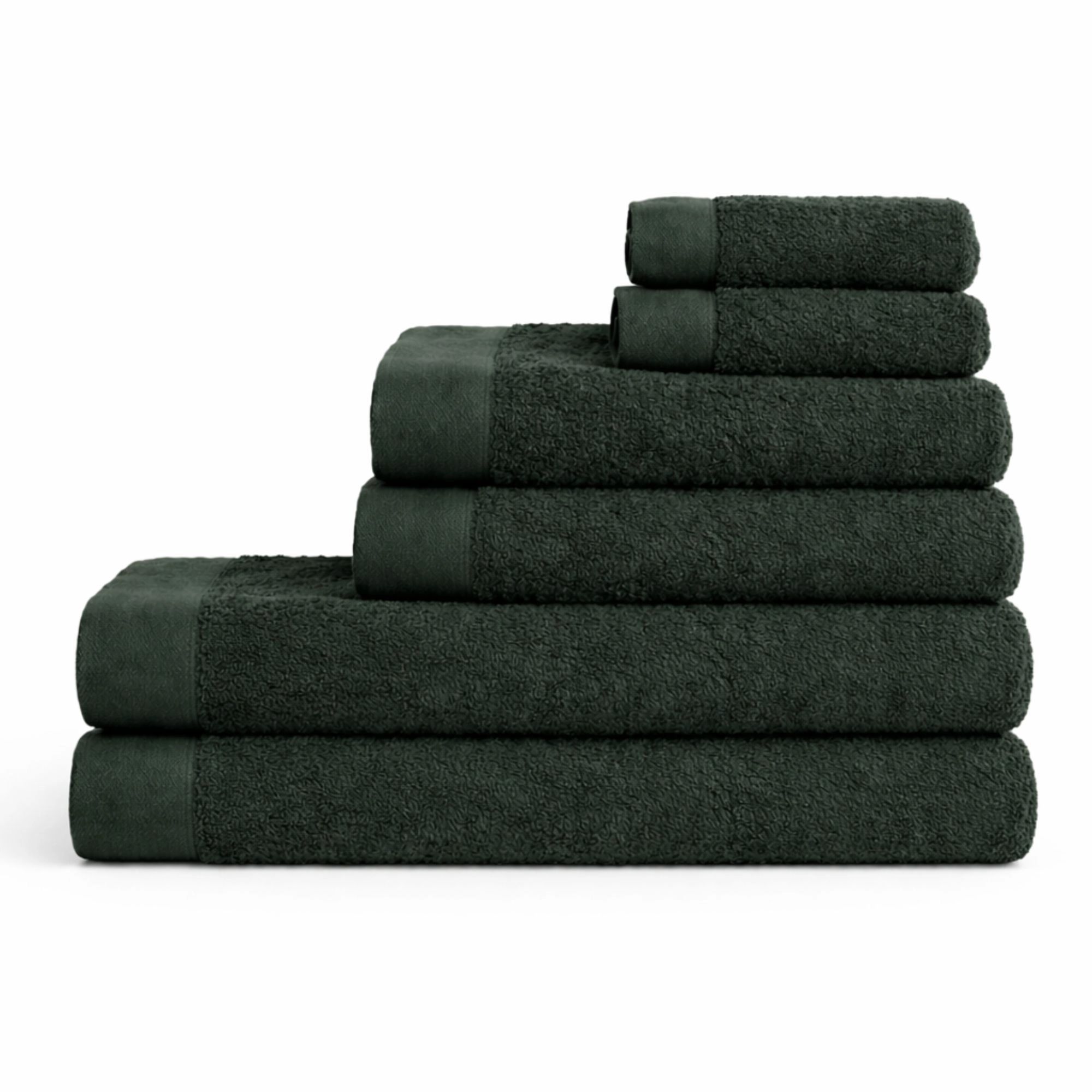 Bomulds håndklæder - 100% bomuld - 6-pak - Valmue - Mørkegrøn