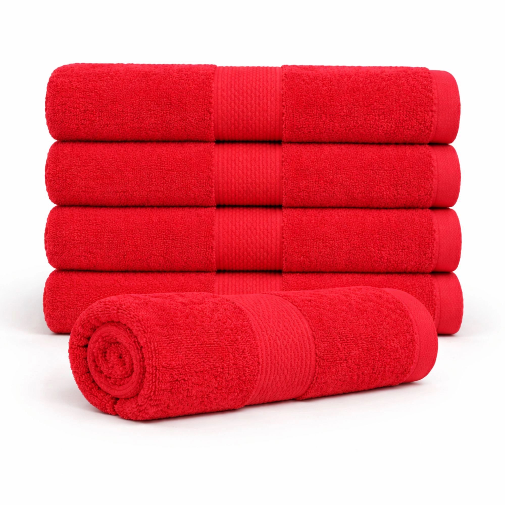 Bomulds håndklæde - 100% bomuld - Badehåndklæde 70x140 cm - Diamant - Rød