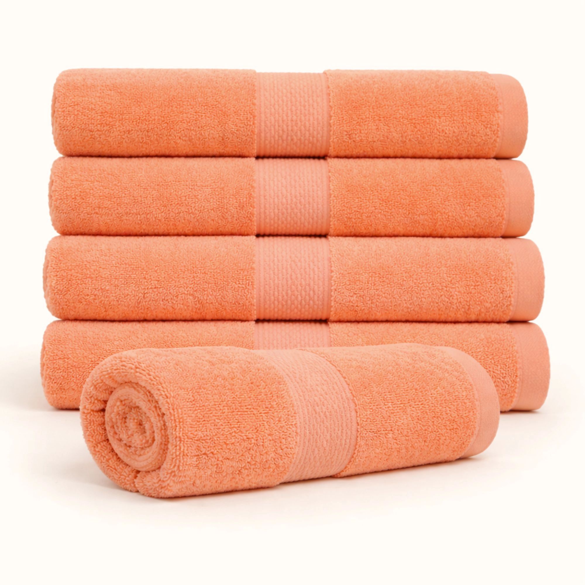 Bomulds håndklæde - 100% bomuld - Badehåndklæde 70x140 cm - Diamant - Orange