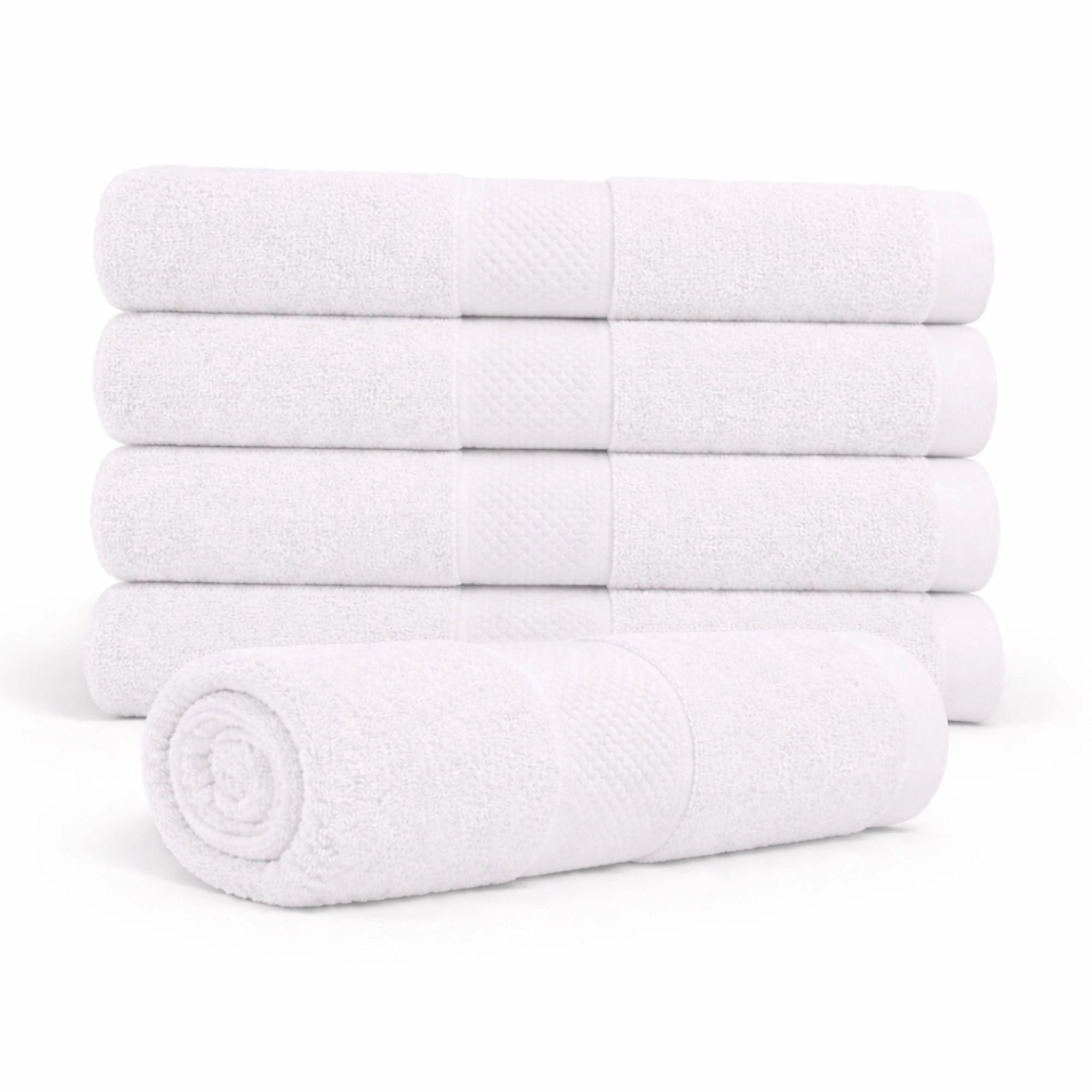 Bomulds håndklæde - 100% bomuld - Badehåndklæde 70x140 cm - Diamant - Hvid