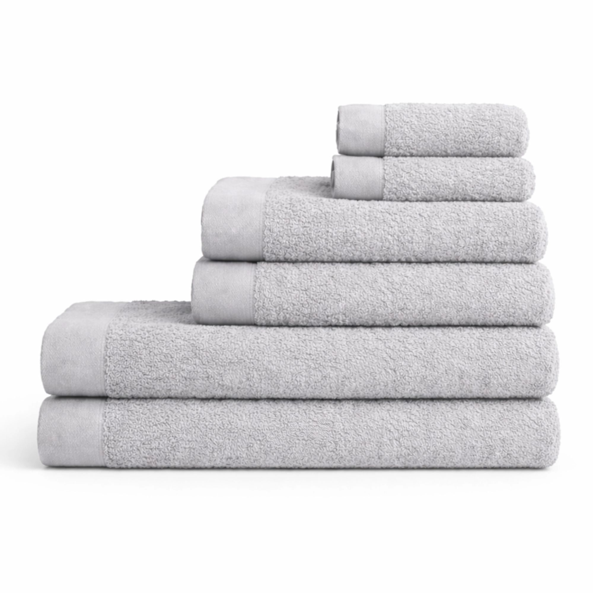 Bomulds håndklæder - 100% bomuld - 6-pak - Valmue - Lysegrå