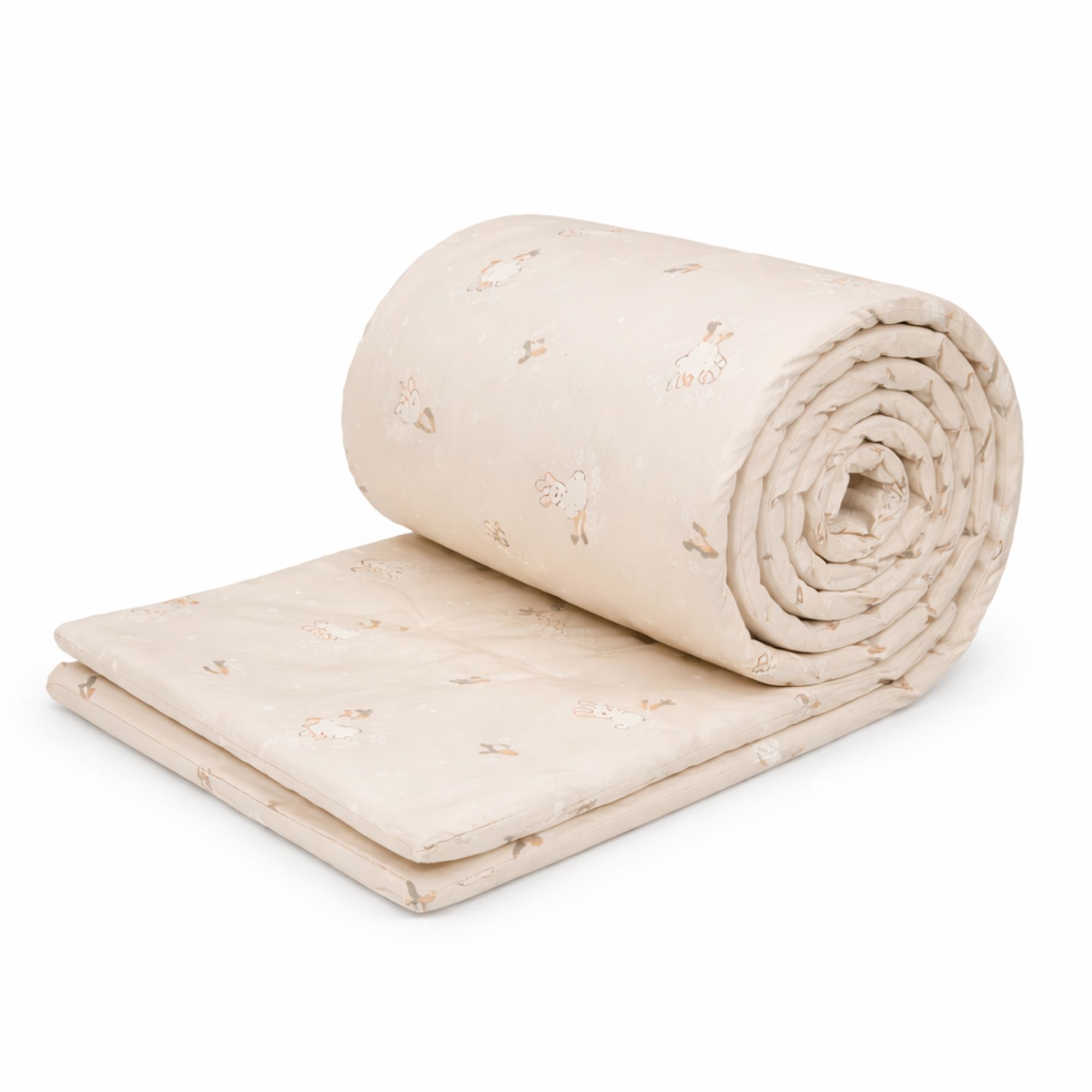 Sengerand - Passer til tremmeseng - Sandfarvet med kaniner