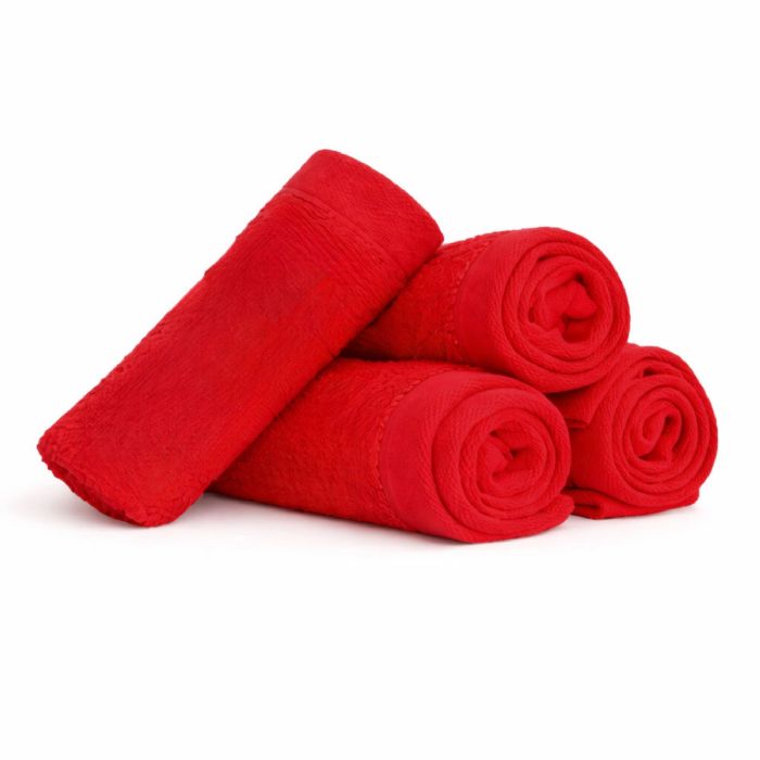 Bomulds vaskeklude - 100% bomuld - Vaskeklude 30x30 cm - 4-pak - Valmue - Rød