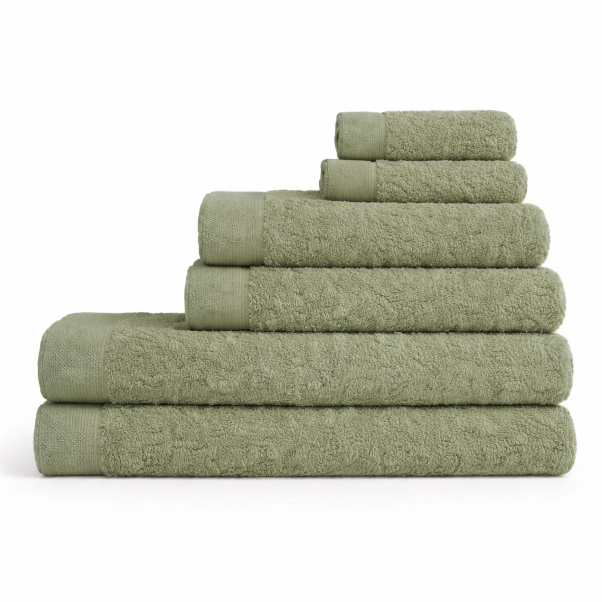 Bomulds håndklæder - 100% bomuld - 6-pak - Valmue - Lysegrøn