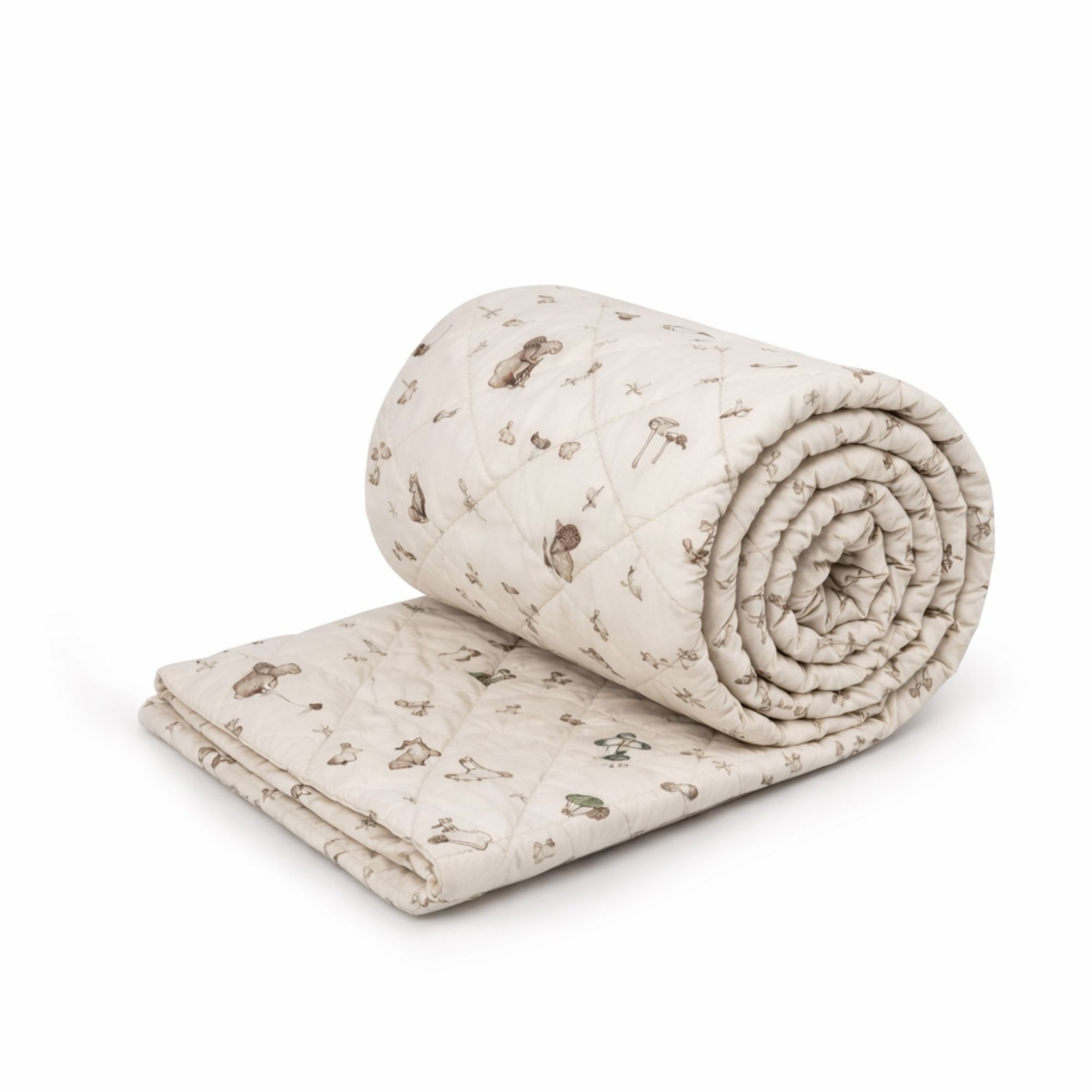 Sengerand - Passer til babyseng 120x60 cm - Sandfarvet med skovens dyr