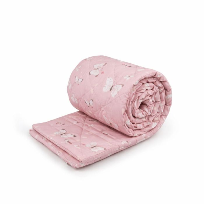 Sengerand - Passer til babyseng 120x60 cm - Lyserød med sommerfugle