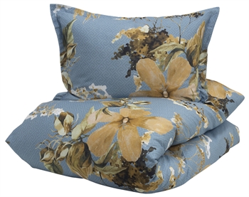 9: Turiform sengetøj - 140x220 cm - Sol blå - Blomstret sengetøj - 100% Bomuldssatin sengesæt