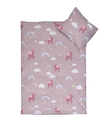 Billede af Baby sengetøj 70x100cm - OEKO-TEX ® Certificeret - Enhjørninger og regnbuer - 100% Bomulds sengesæt