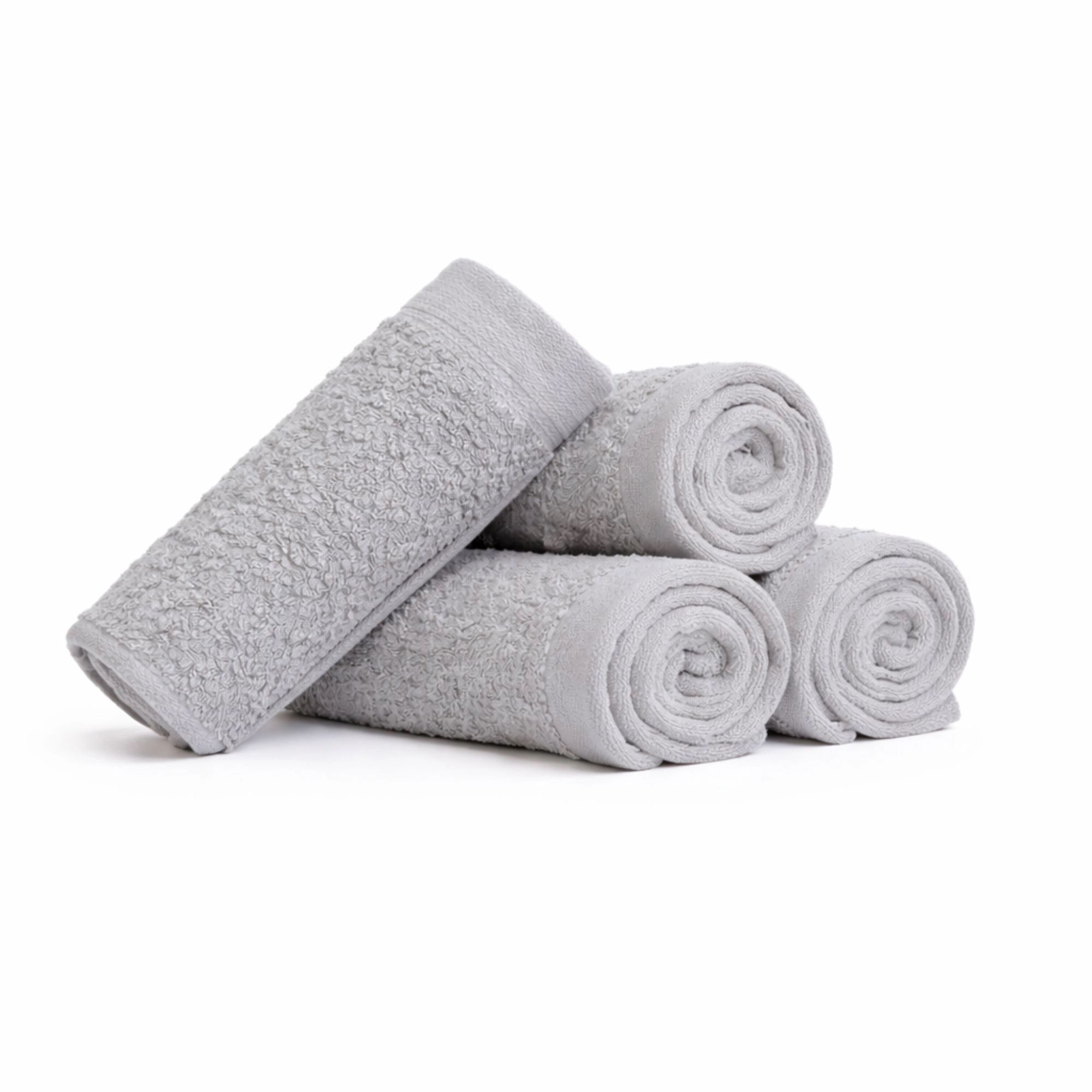 Bomulds vaskeklude - 100% bomuld - Vaskeklude 30x30 cm - 4-pak - Valmue - Lysegrå